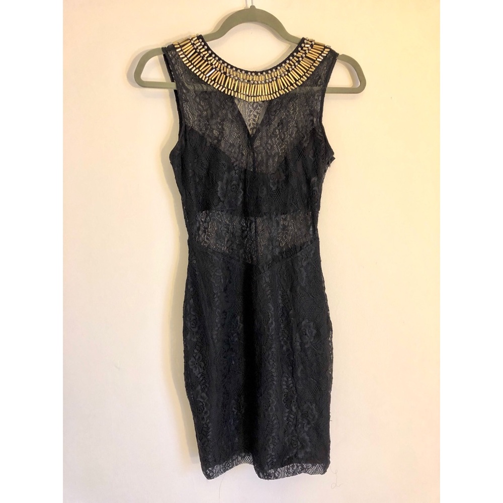 Black lace mesh clubbing dress